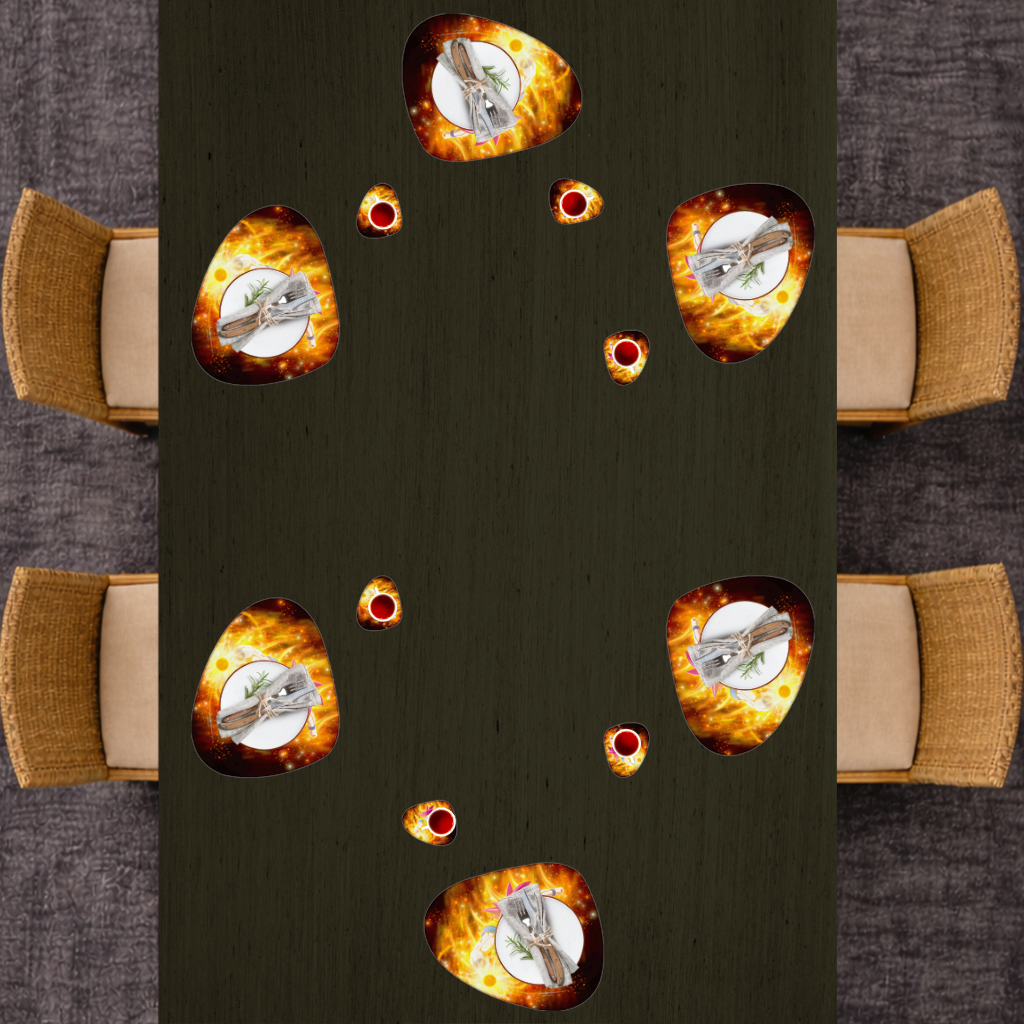 Fiery Pink Hair Warrior Charger Plate Set  12 Pieces