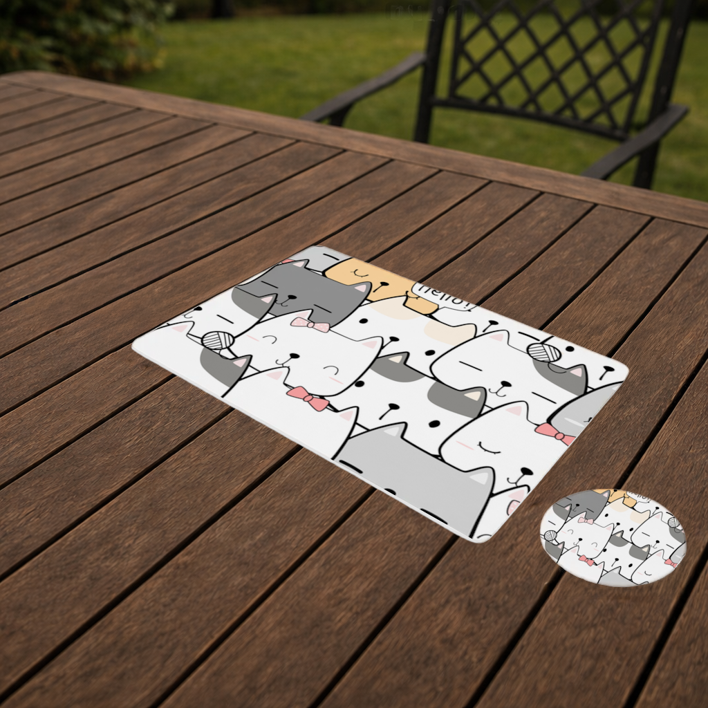 Cute Cartoon Cats Pattern with Speech Bubbles Charger Plate Set  12 Pieces