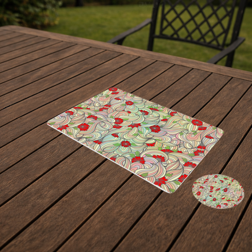 Floral Retro Wavy Pattern Charger Plate Set  12 Pieces