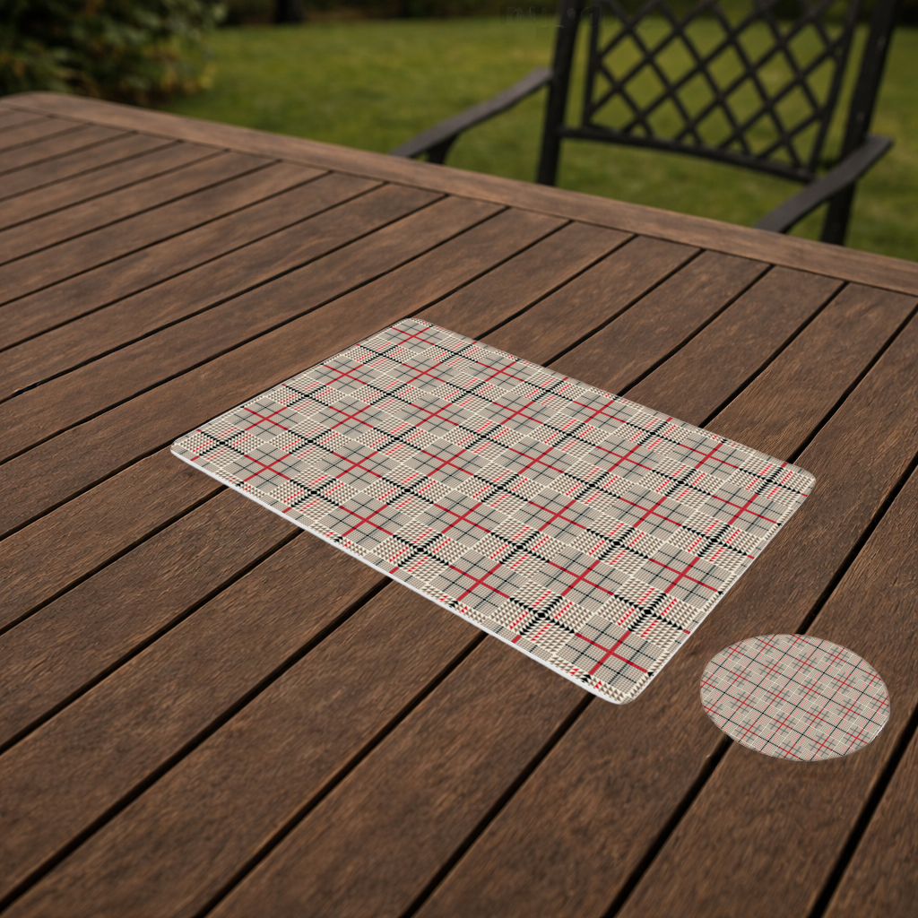 Red Black Geometric Tribal Pattern Charger Plate Set  12 Pieces