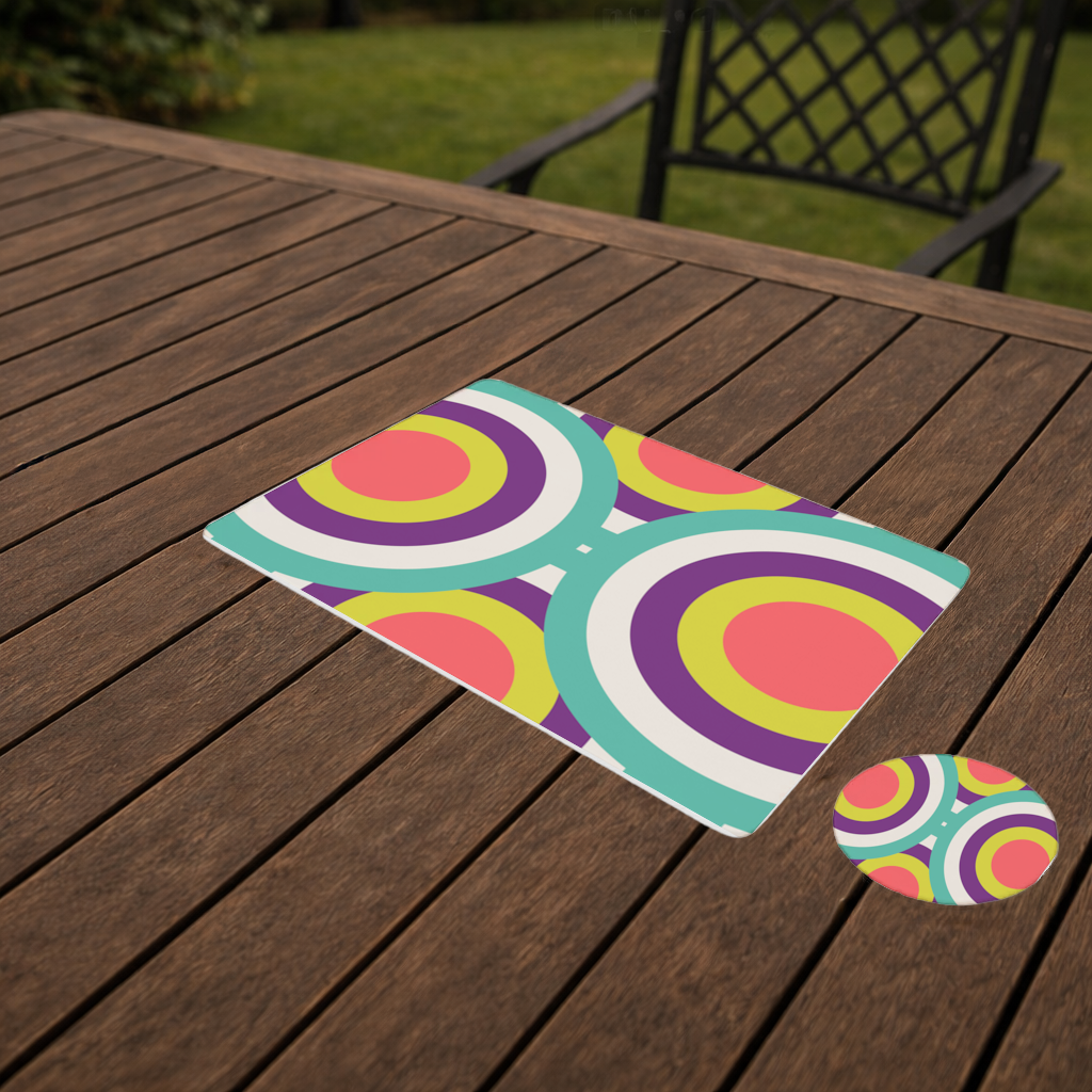 Colorful Geometric Circle Pattern Charger Plate Set  12 Pieces