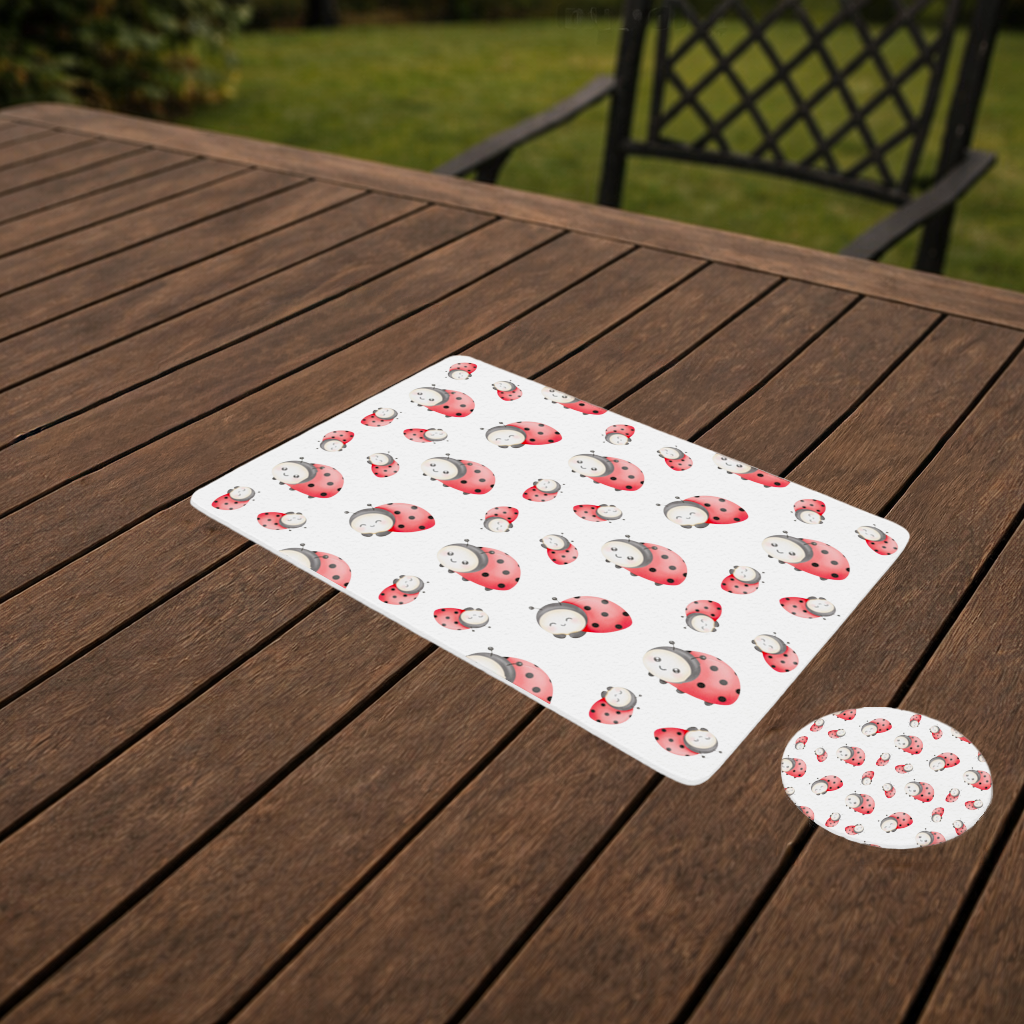 Cute Kawaii Ladybug Pattern Charger Plate Set  12 Pieces