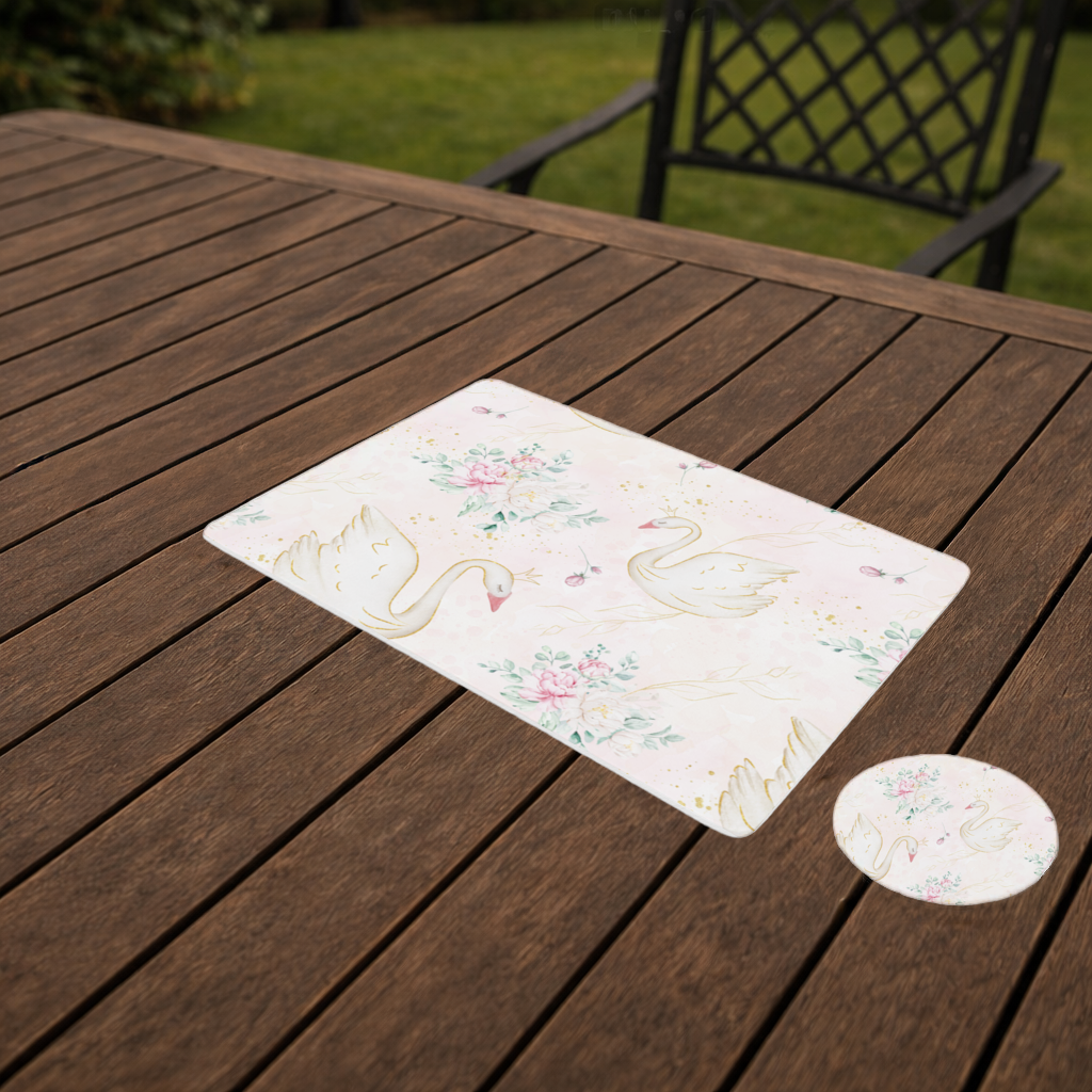 Pastel Watercolor Swan Floral Pattern Charger Plate Set  12 Pieces