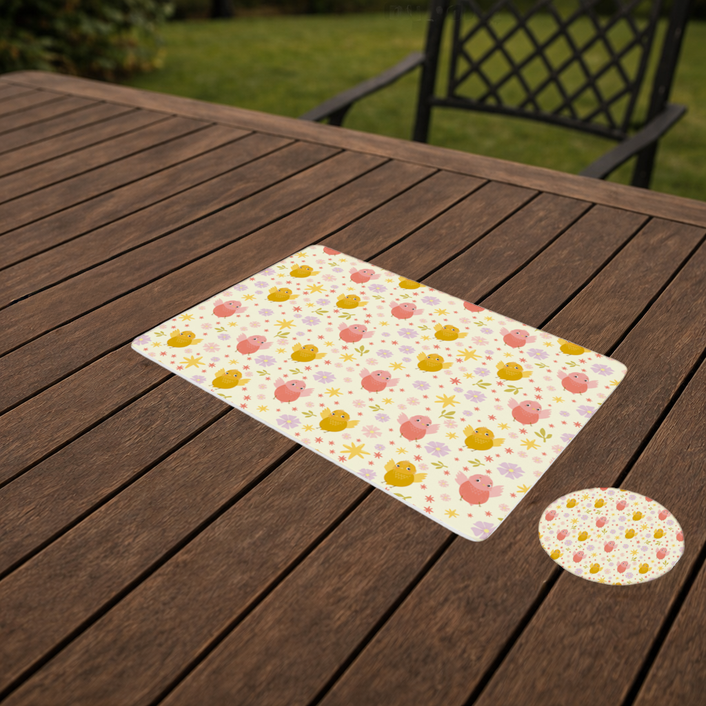 Cute Birds and Floral Pastel Spring Pattern Illustration Charger Plate Set  12 Pieces