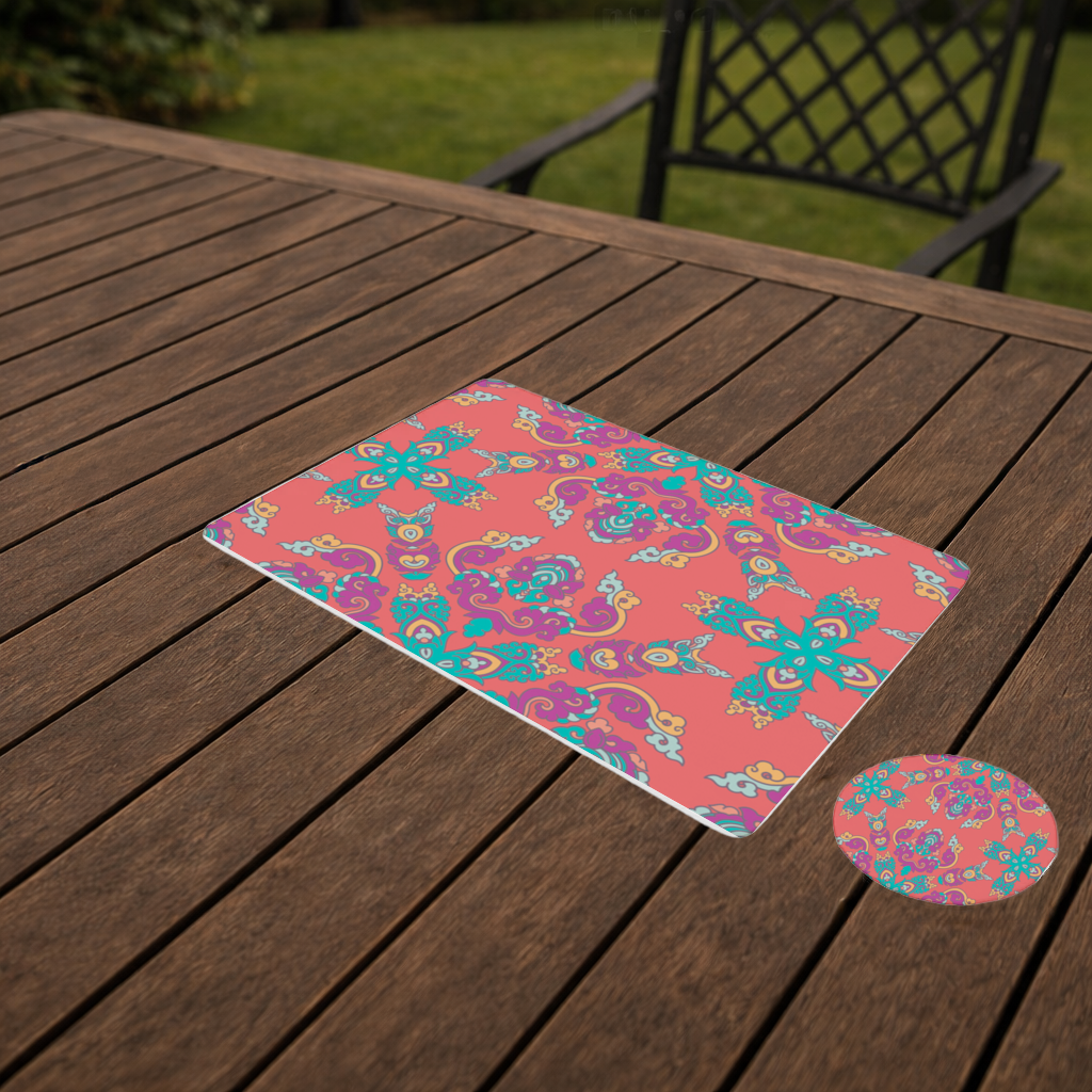 Vibrant Red Oriental Mandala Pattern Charger Plate Set  12 Pieces