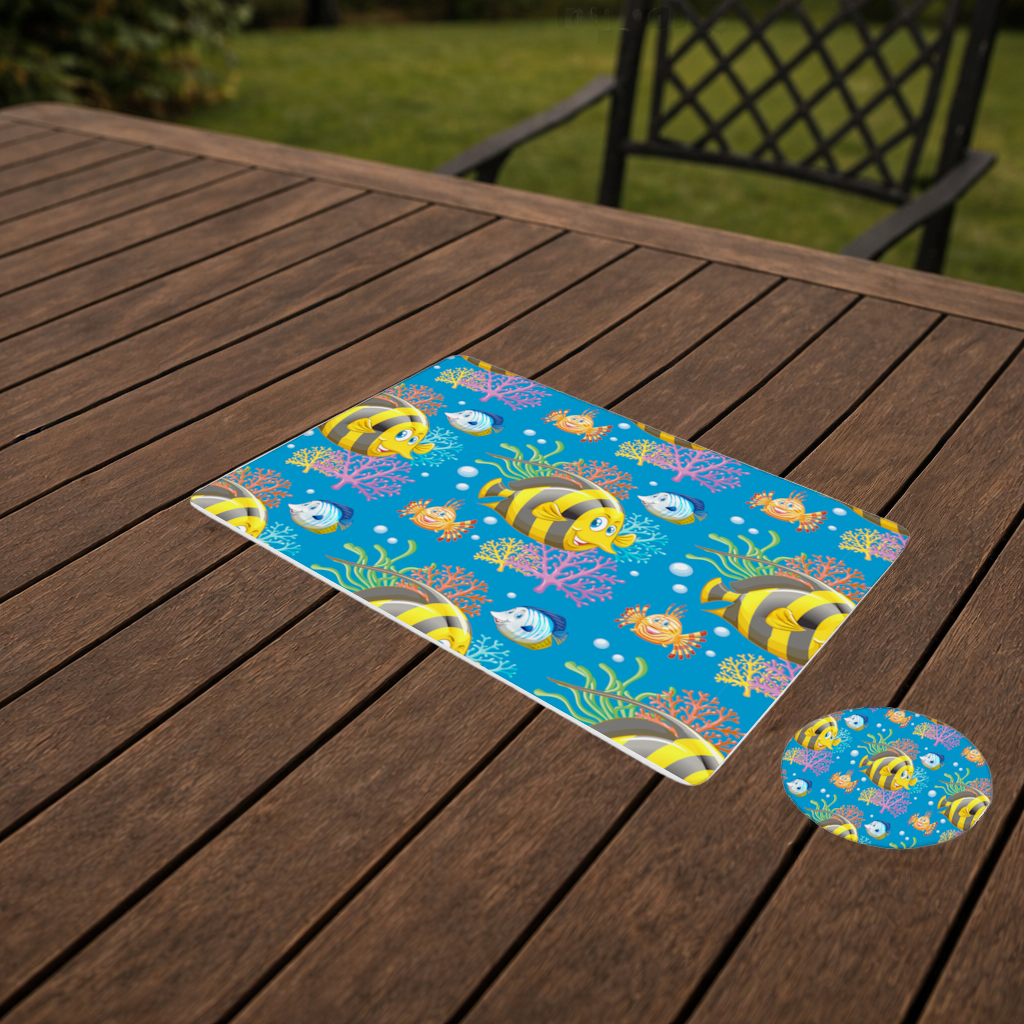 Colorful Tropical Fish and Coral Reef Pattern Charger Plate Set  12 Pieces