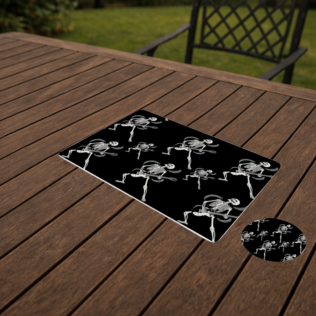 Rock Gitar Çalan İskelet Servis Tabağı Altlığı (12 Adet)