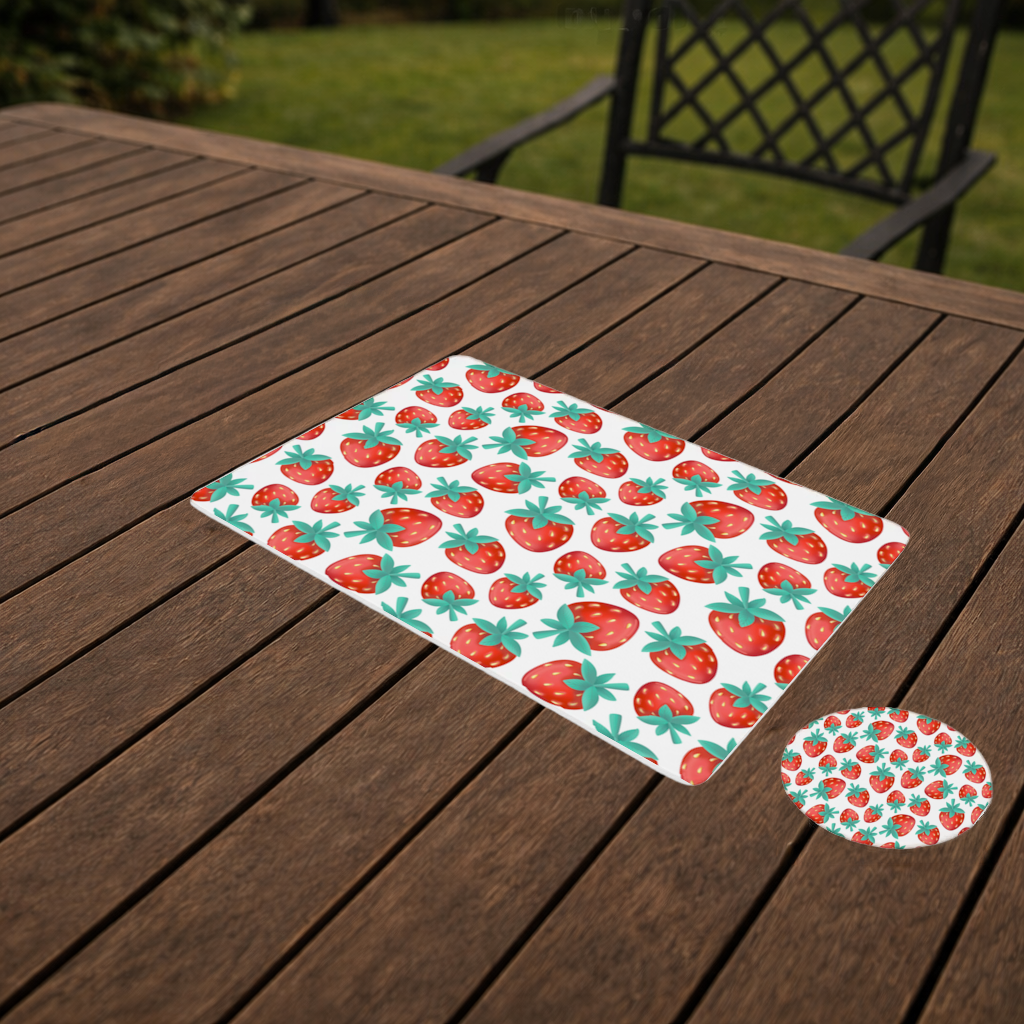 Vibrant Red Strawberry Summer Pattern Charger Plate Set  12 Pieces