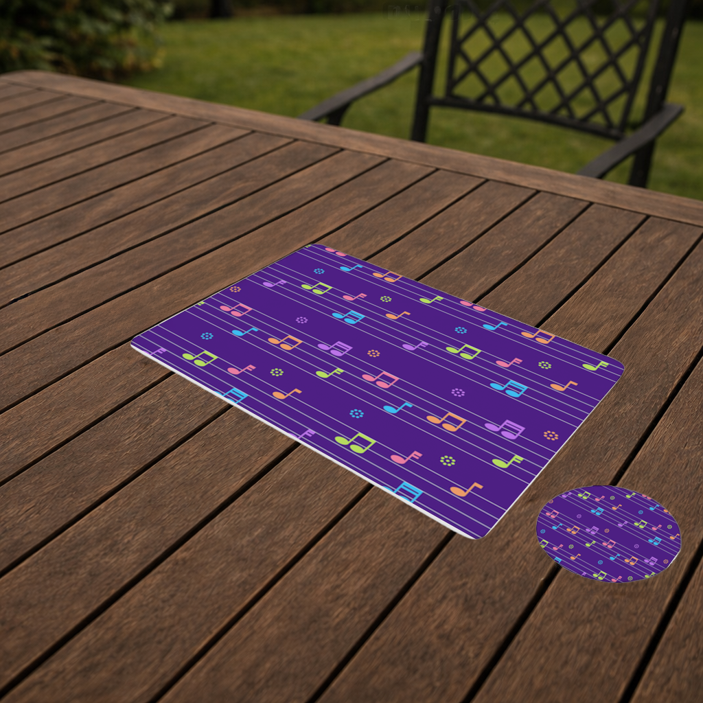 Colorful Music Notes and Modern Rhythm Seamless Pattern Charger Plate Set  12 Pieces