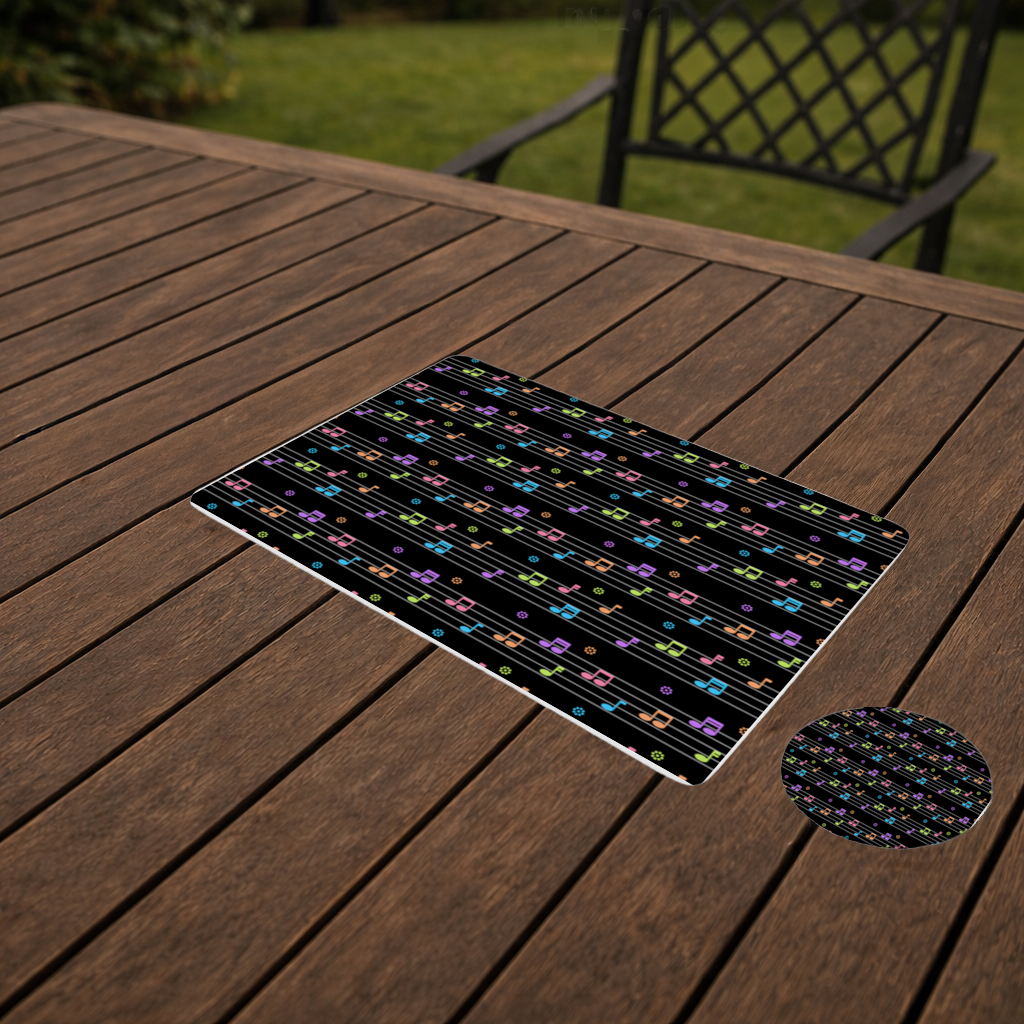 Vibrant Neon Music Notes and Rhythm Seamless Pattern Charger Plate Set  12 Pieces