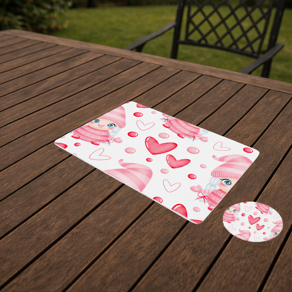 Cute Pink Baby Girl Valentines Day Heart Pattern Design Charger Plate Set  12 Pieces