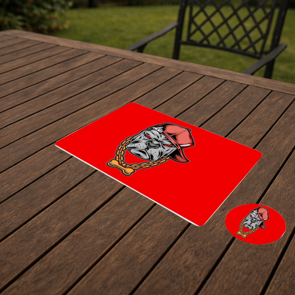 Hip Hop Style Gangster Dog Illustration Charger Plate Set  12 Pieces