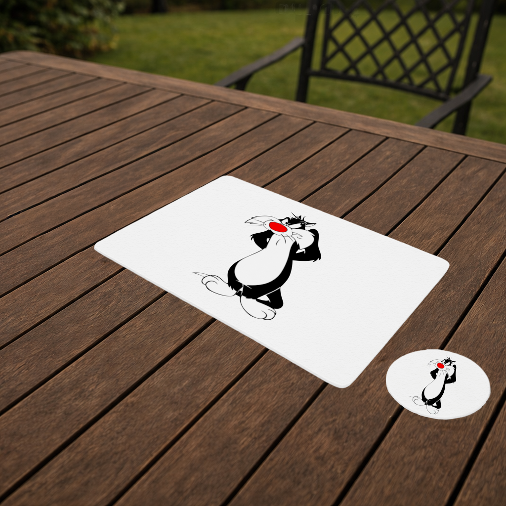 Funny Cartoon Cat Illustration Charger Plate Set  12 Pieces