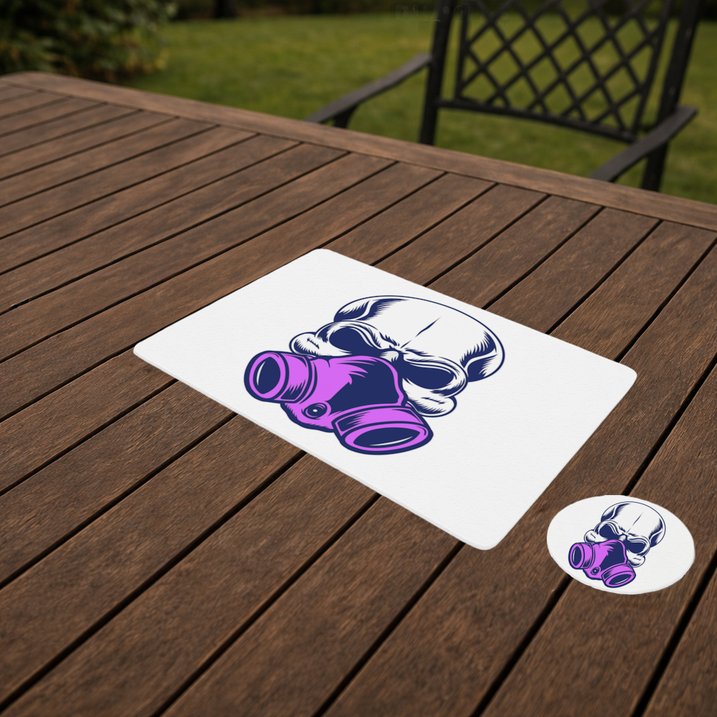 Skull with Gas Mask Illustration Modern and Edgy Design Charger Plate Set  12 Pieces