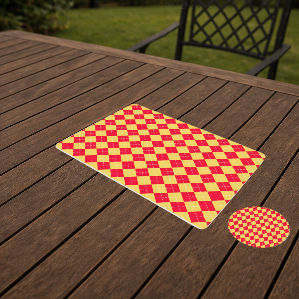 Red and Yellow Argyle Geometric Pattern Background Charger Plate Set  12 Pieces