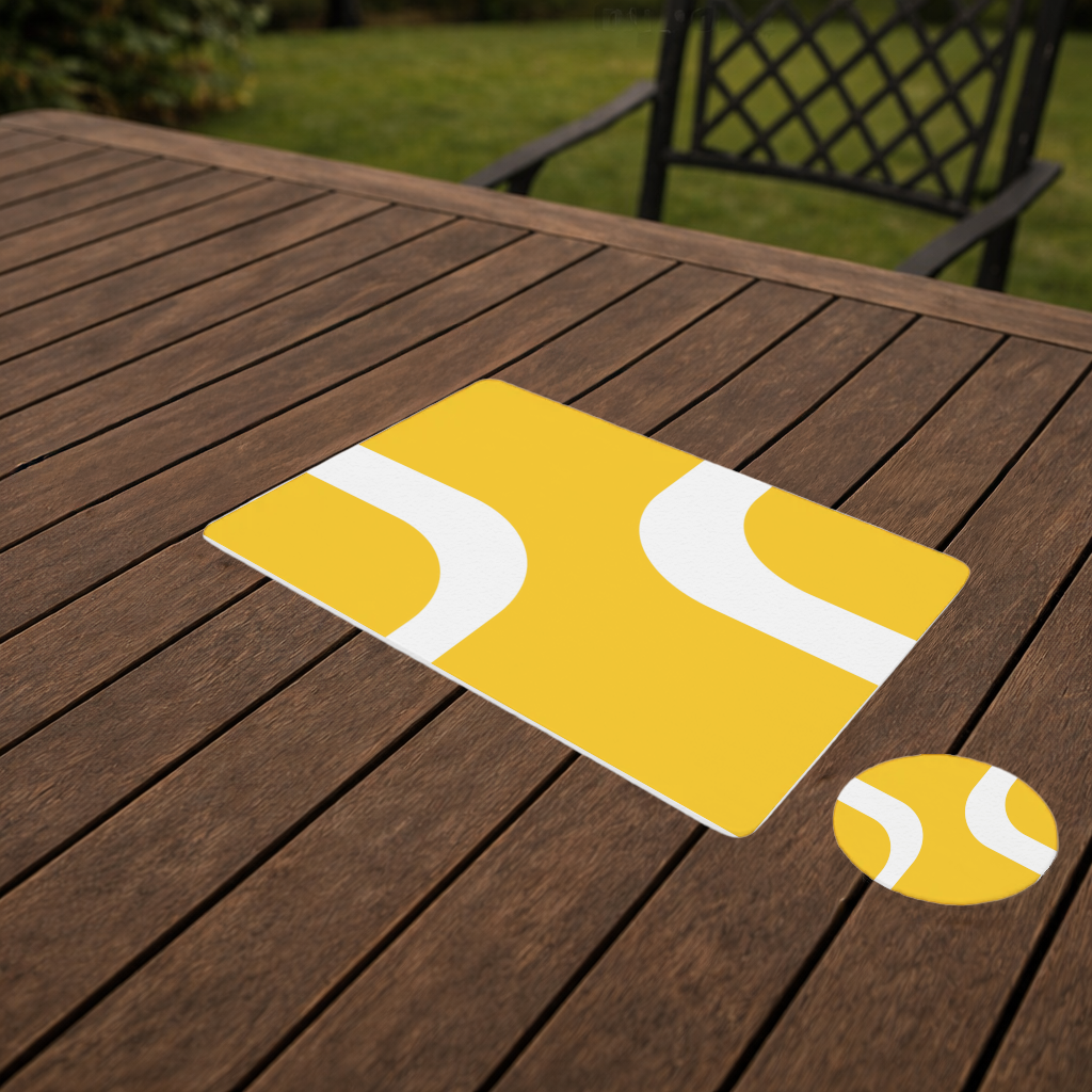 Sarı Geometrik Labirent ve Modern Soyut Desen Servis Tabağı Altlığı (12 Adet)