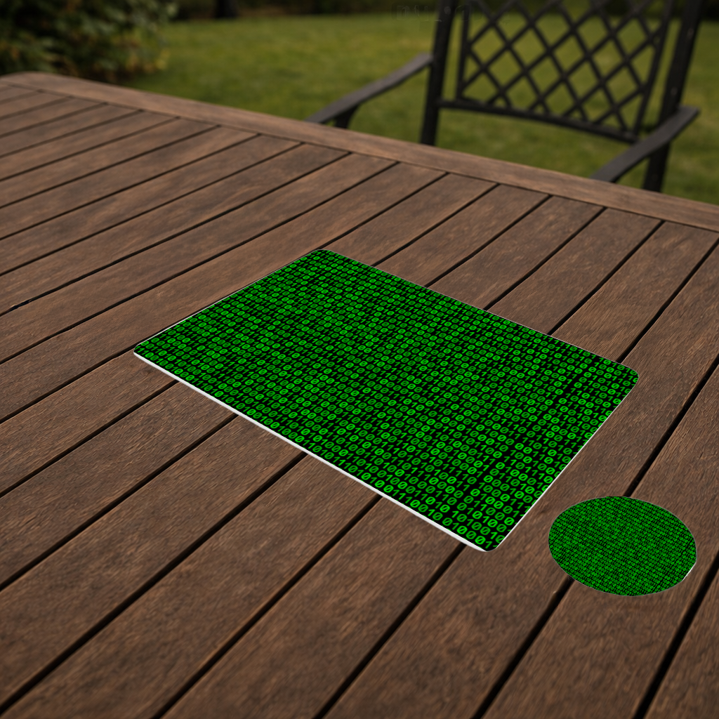 Matrix Stili Dijital İkili Kod Arka Planı Servis Tabağı Altlığı (12 Adet)