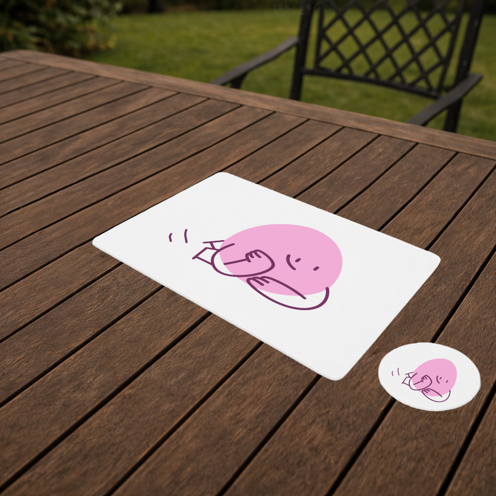 Cute Pink Lying Character Illustration Charger Plate Set  12 Pieces