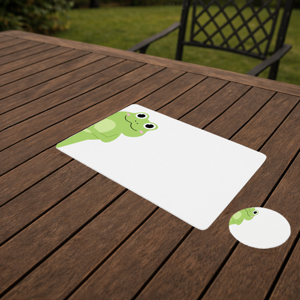 Cute Green Frog Peek-a-Boo Illustration Charger Plate Set  12 Pieces