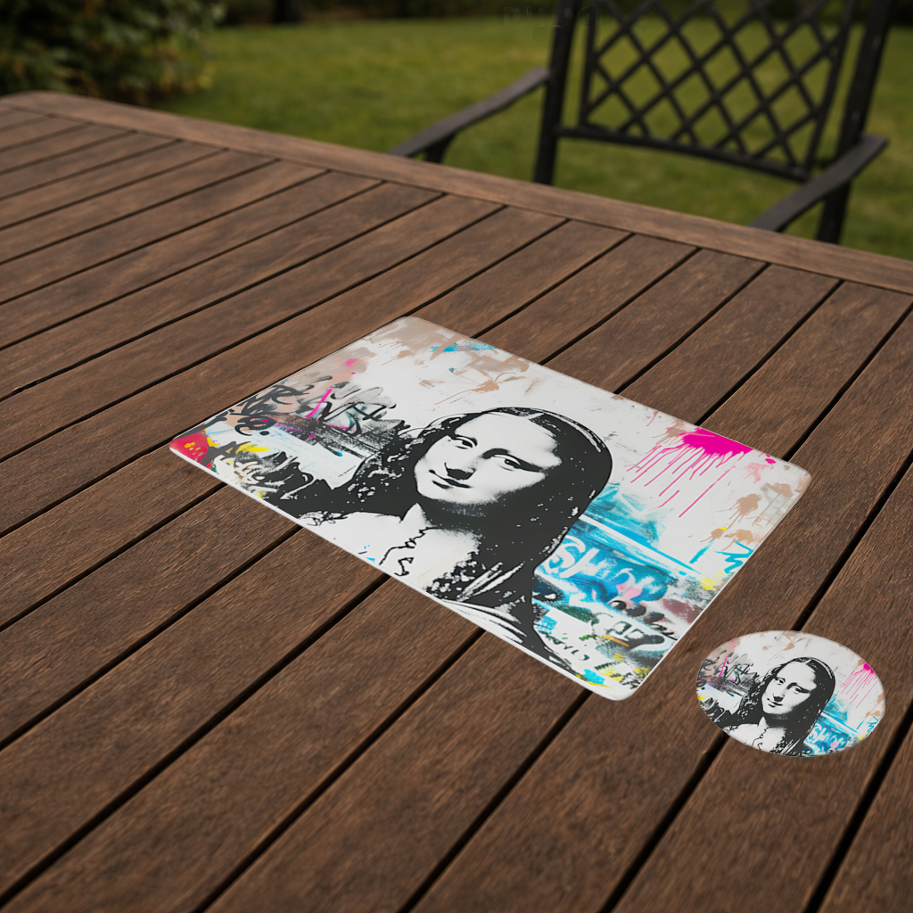 Graffiti Style Modern Mona Lisa Illustration Charger Plate Set  12 Pieces