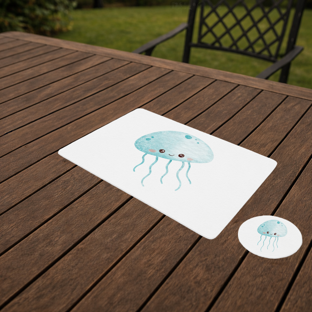 Cute Blue Jellyfish Character Charger Plate Set  12 Pieces