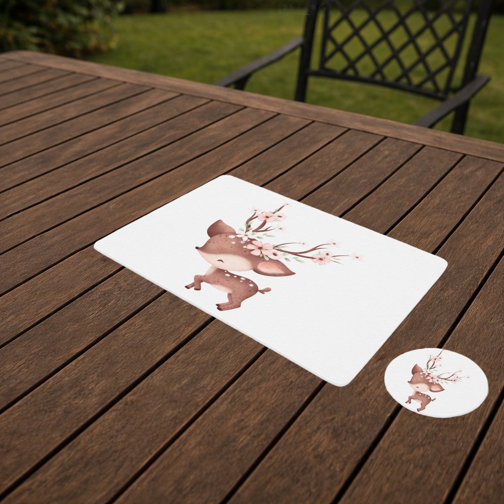 Cute Baby Deer with Floral Antlers Charger Plate Set  12 Pieces