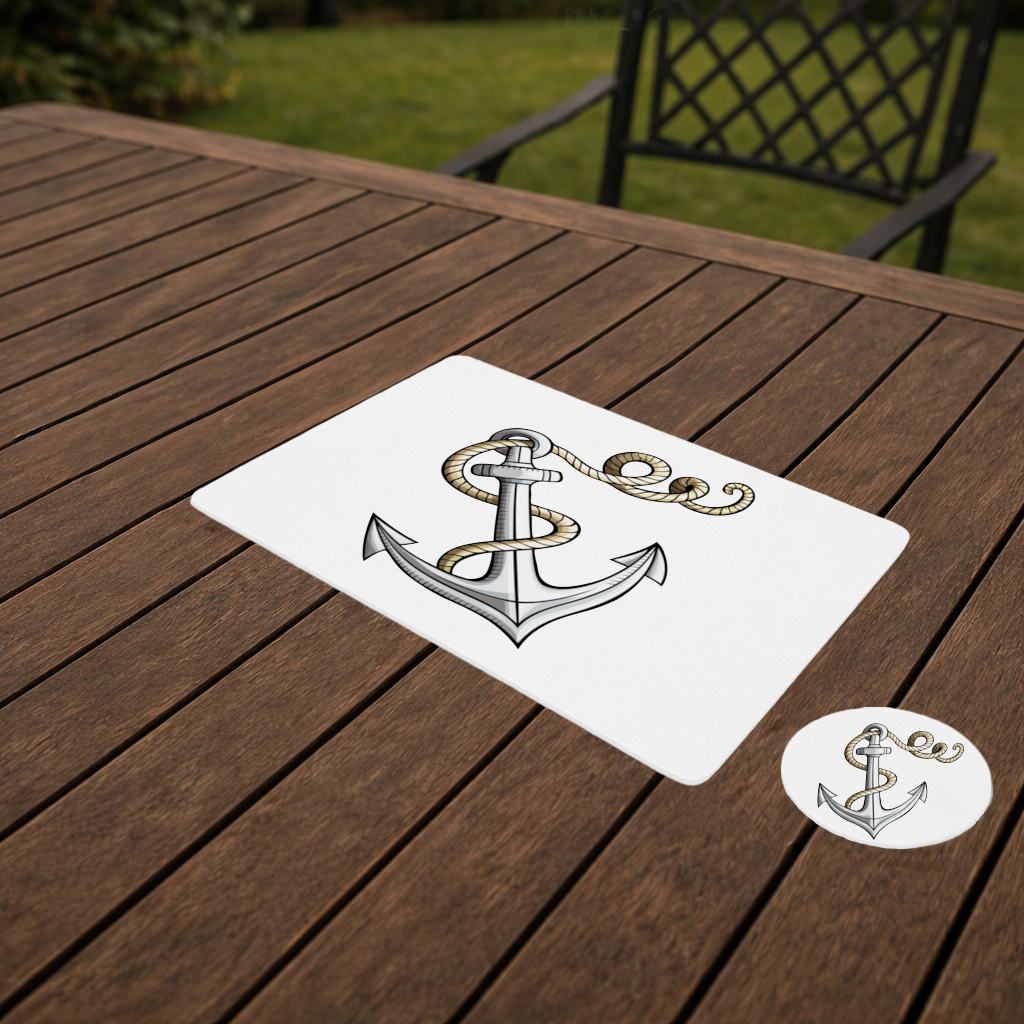 Sailor Anchor with Rope Tattoo Art Charger Plate Set  12 Pieces