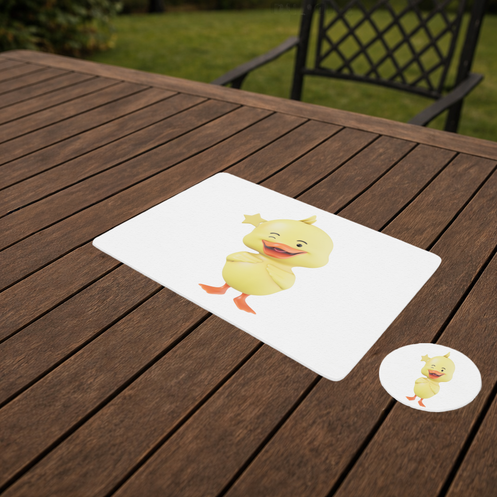 Cheerful Winking Yellow Duck with Star Charger Plate Set  12 Pieces