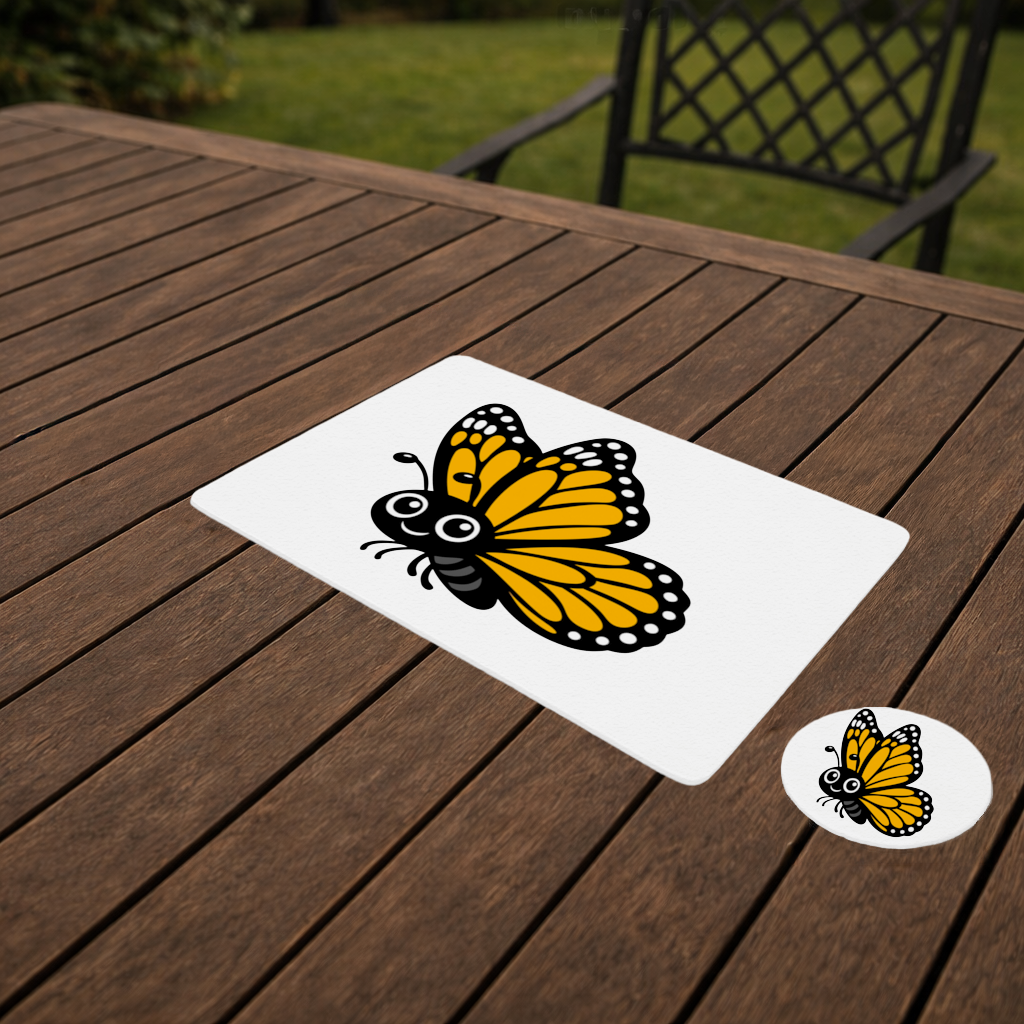 Smiling Orange Monarch Butterfly Character Charger Plate Set  12 Pieces