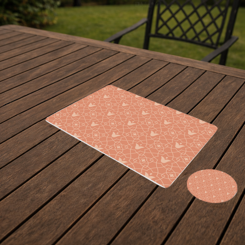 Modern Geometrik Çizgisel Terakota Desen Servis Tabağı Altlığı (12 Adet)