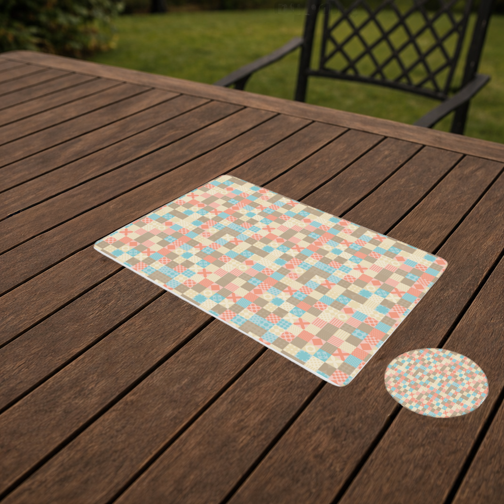 Colorful Modern Geometric Square Pattern Charger Plate Set  12 Pieces