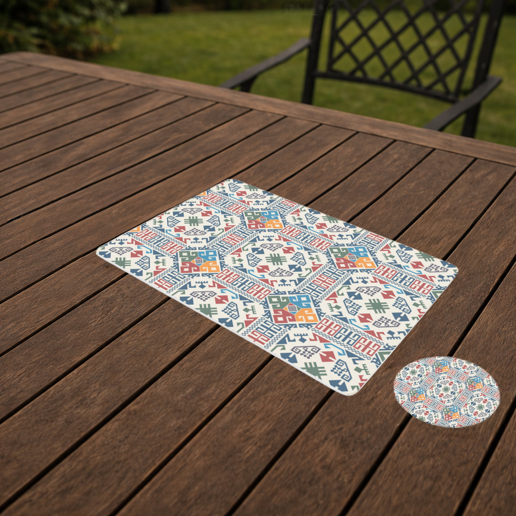 Çok Renkli Etnik Geometrik Motif Servis Tabağı Altlığı (12 Adet)