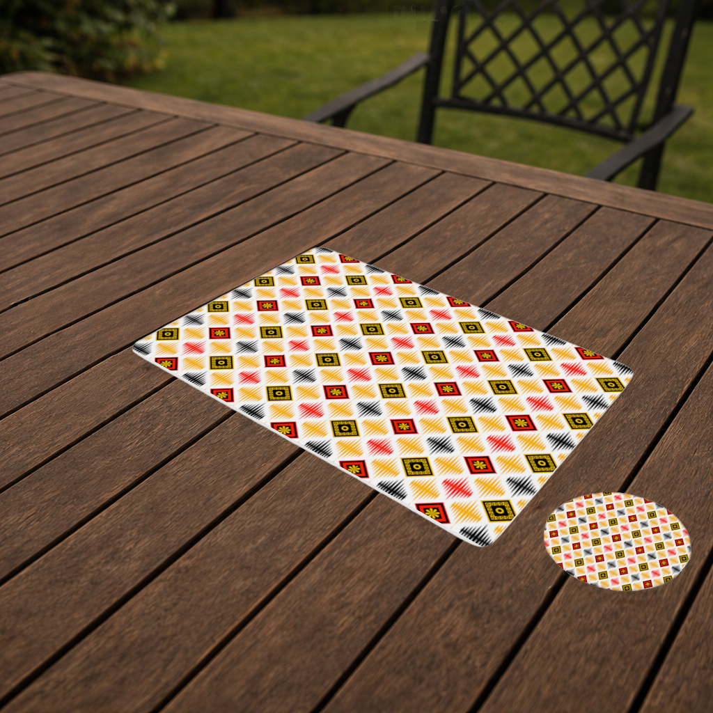 Vibrant Ethnic Geometric Motif Charger Plate Set  12 Pieces