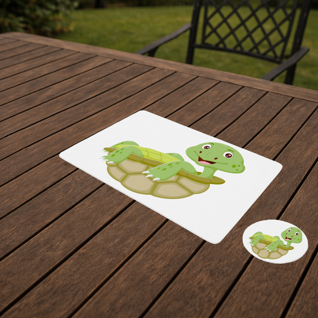 Happy Smiling Green Turtle in Shell Charger Plate Set  12 Pieces