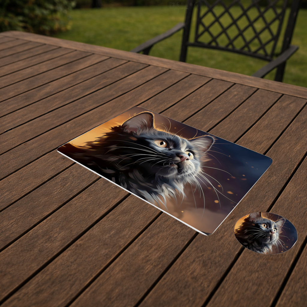 Black Cat Digital Art Charger Plate Set  12 Pieces