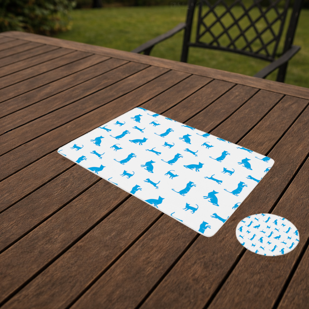 Blue Cat Silhouettes Seamless Pattern Charger Plate Set  12 Pieces