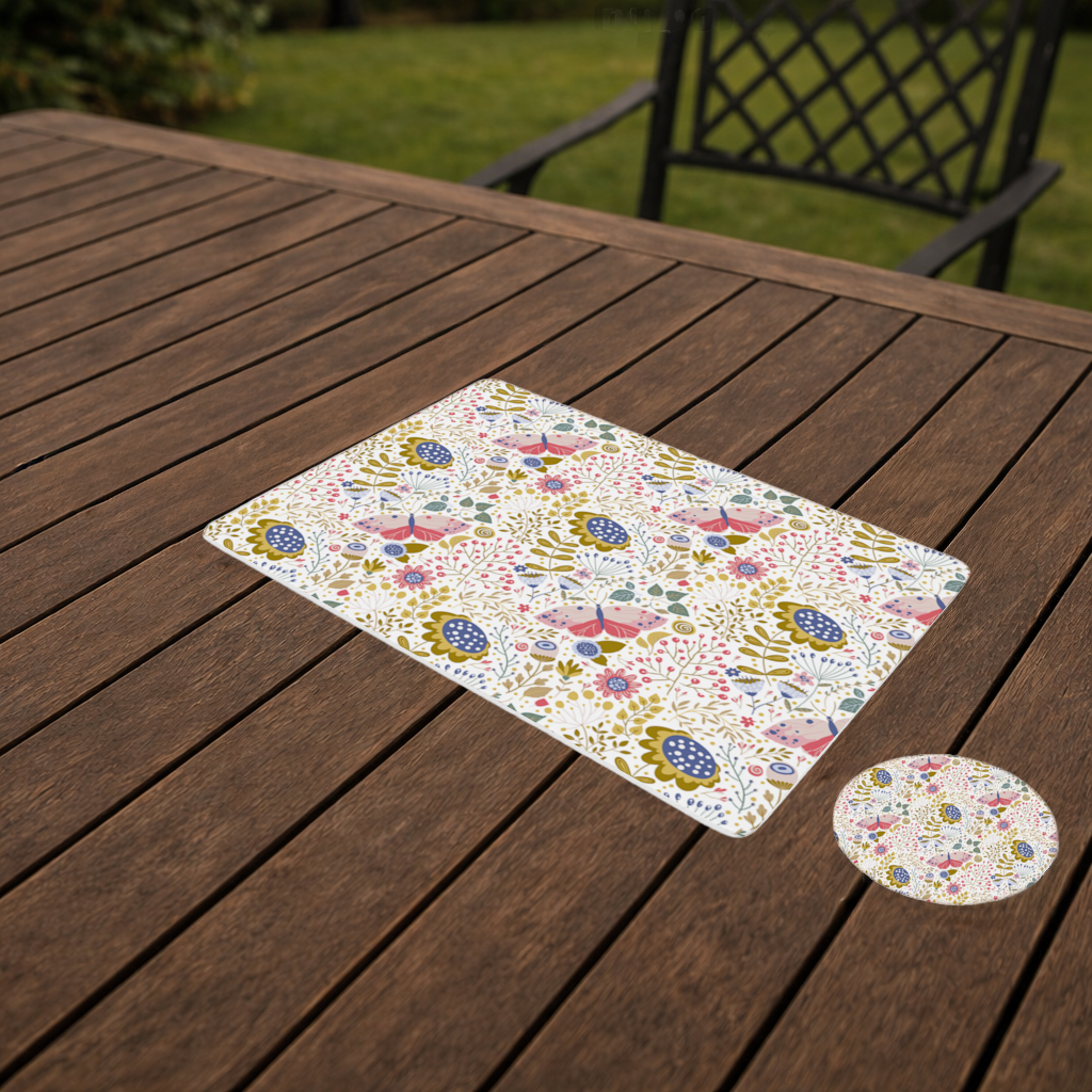 Folk Art Floral and Butterfly Pattern Charger Plate Set  12 Pieces