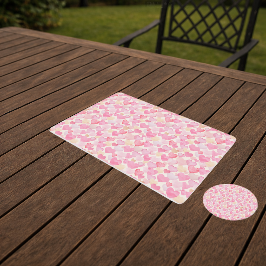 Watercolor Pink Hearts Charger Plate Set  12 Pieces