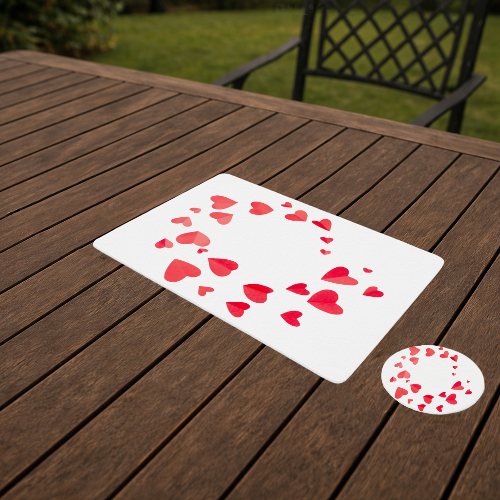 Red Hearts Frame Design Charger Plate Set  12 Pieces