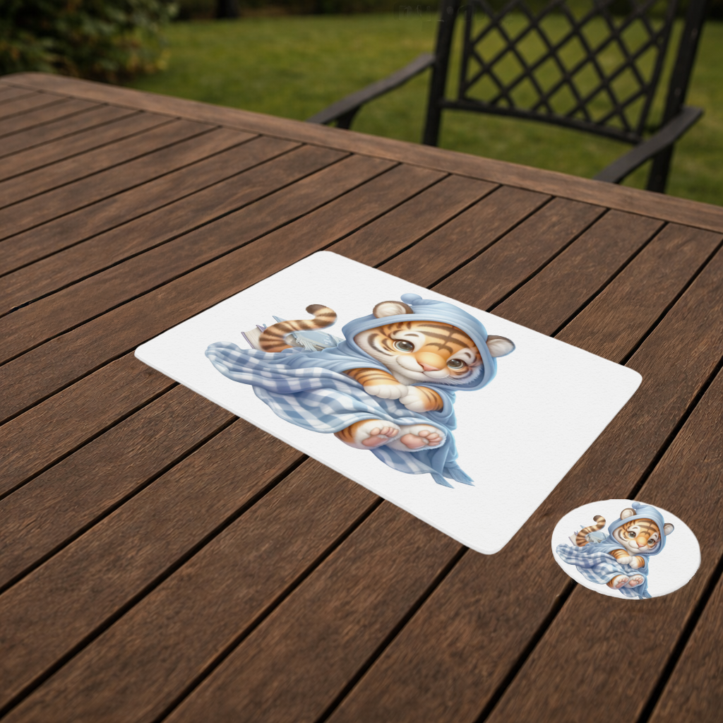 Sleepy Baby Tiger Cub on Books Charger Plate Set  12 Pieces