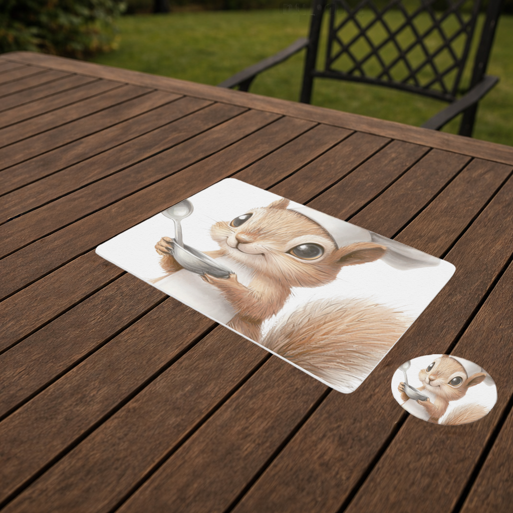 Whimsical Little Chef Squirrel Charger Plate Set  12 Pieces