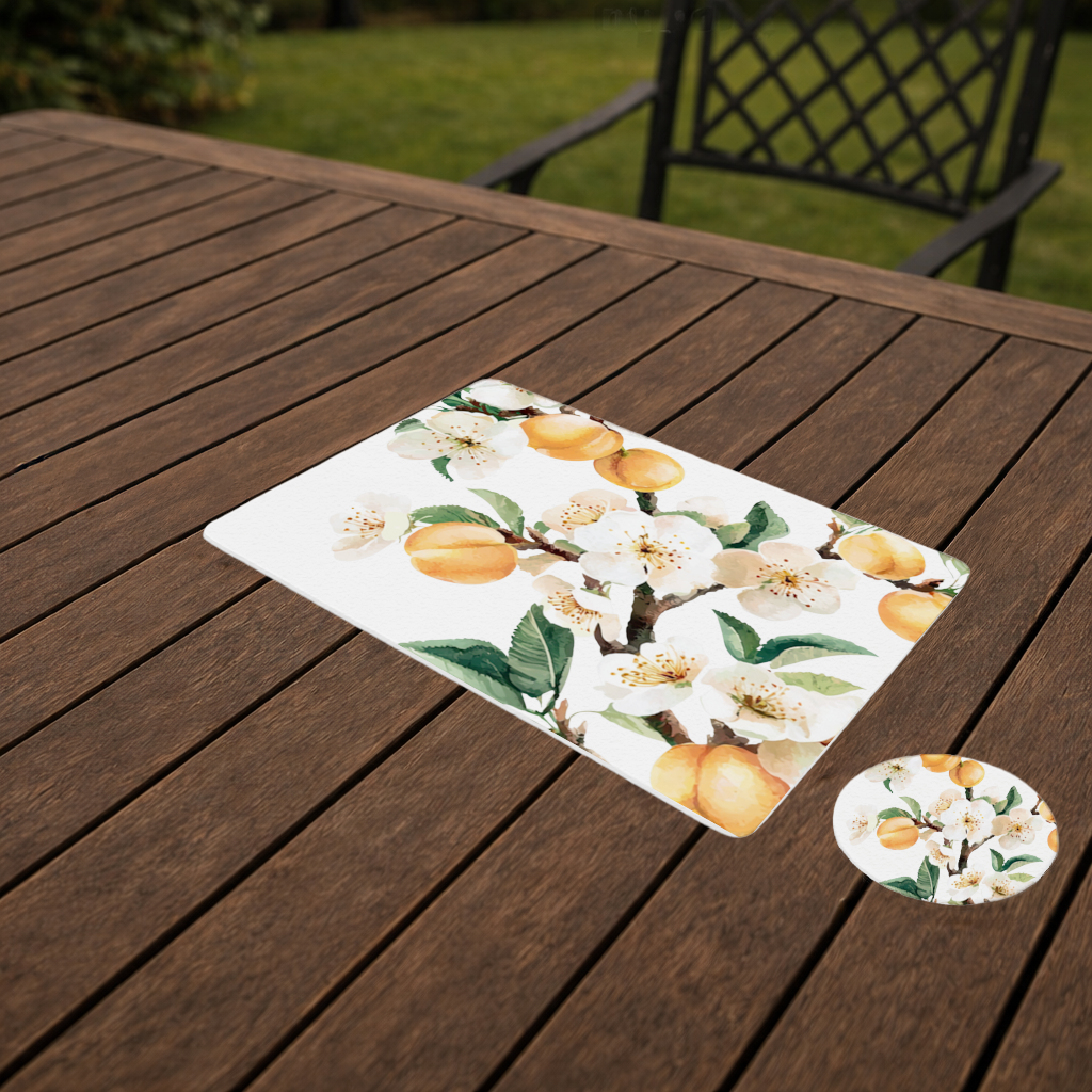 Watercolor Apricot Blossom Branch Charger Plate Set  12 Pieces