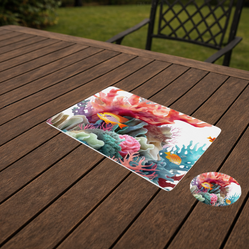 Vibrant Coral Reef and Tropical Fish Charger Plate Set  12 Pieces