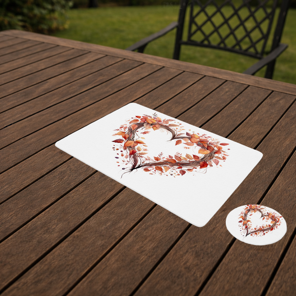 Autumn Leaves Heart Wreath Charger Plate Set  12 Pieces