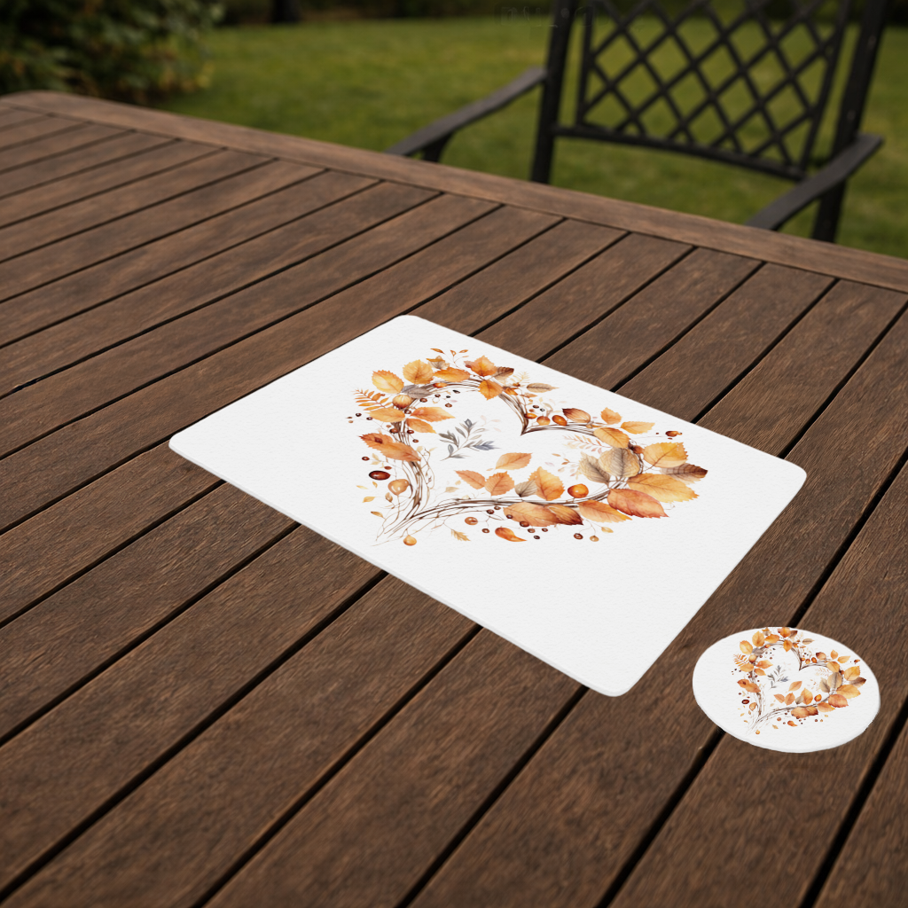 Orange Autumn Leaves Heart Charger Plate Set  12 Pieces