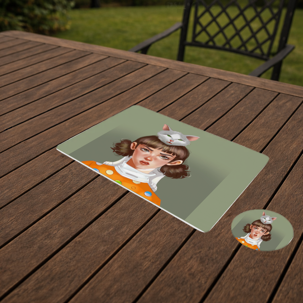 Mood Kedi ve Ben Dokunma Telefonuma! Servis Tabağı Altlığı (12 Adet)