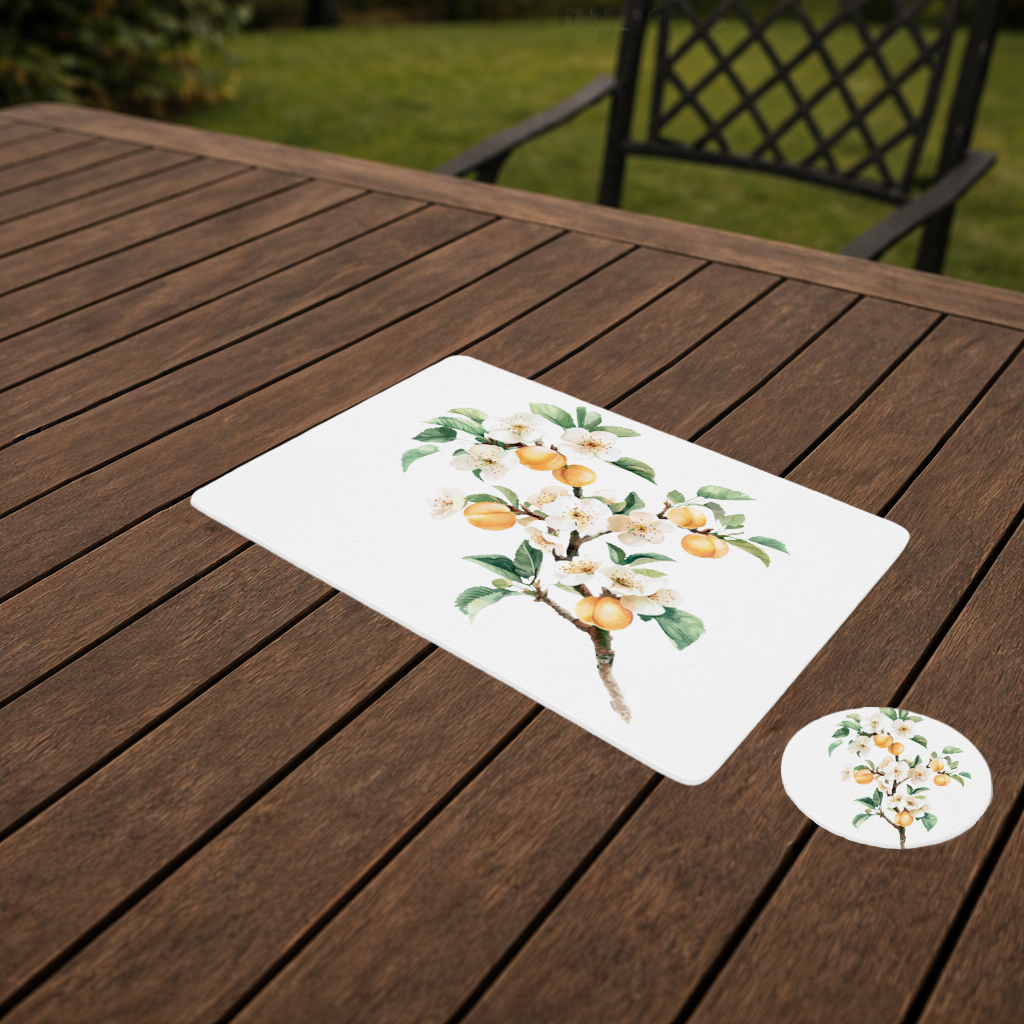 Kayısı Çiçeği ve Meyve Dalı Servis Tabağı Altlığı (12 Adet)