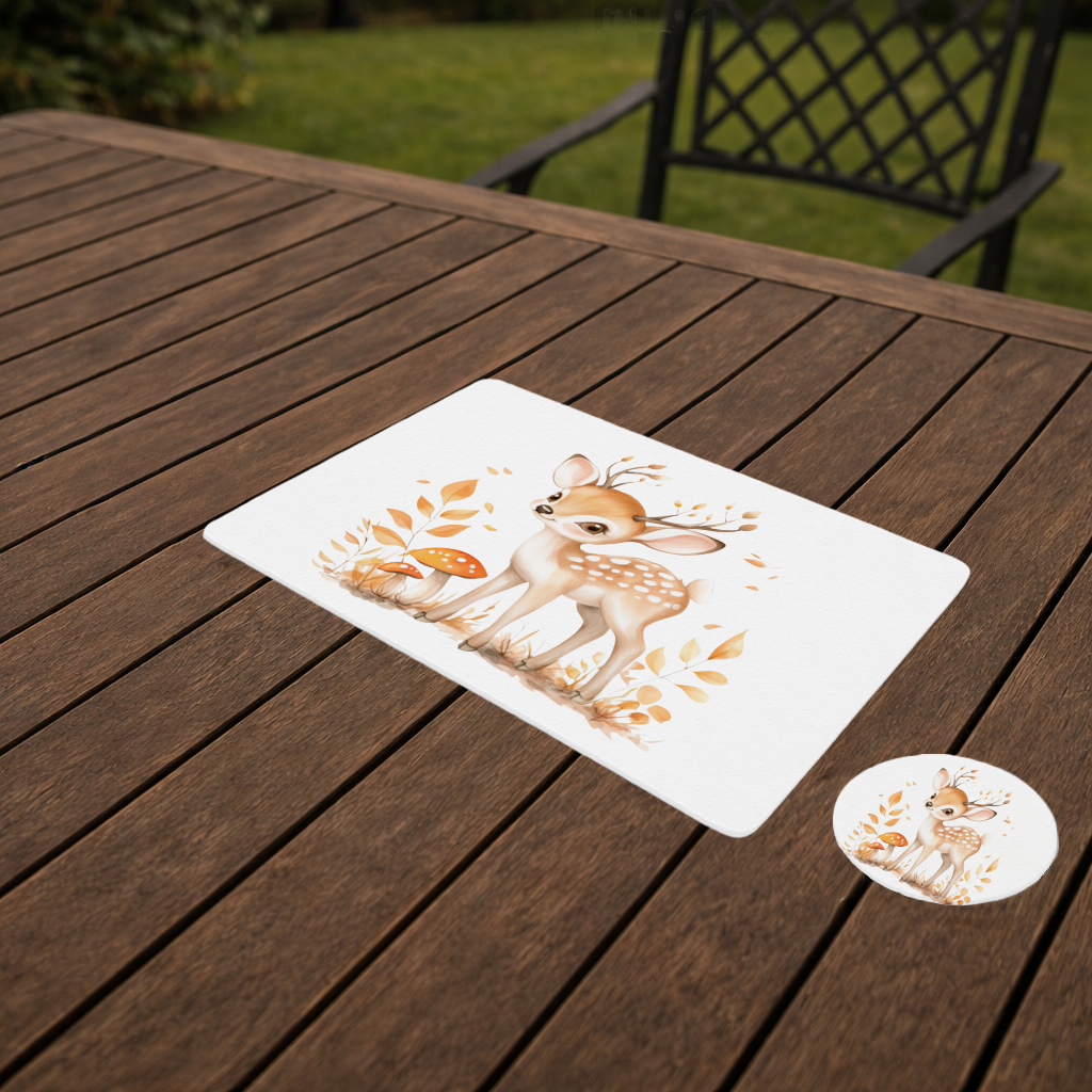 Masalsı Sonbahar Yavru Geyiği Servis Tabağı Altlığı (12 Adet)