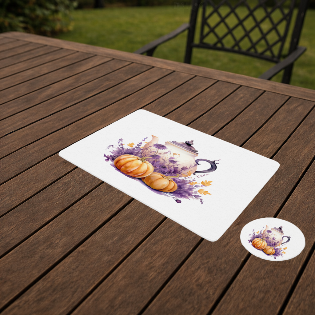 Vintage Purple Floral Pumpkin Teapot Charger Plate Set  12 Pieces