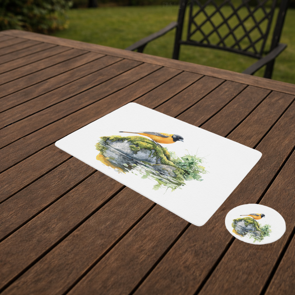 Orange Baltimore Oriole Bird Charger Plate Set  12 Pieces